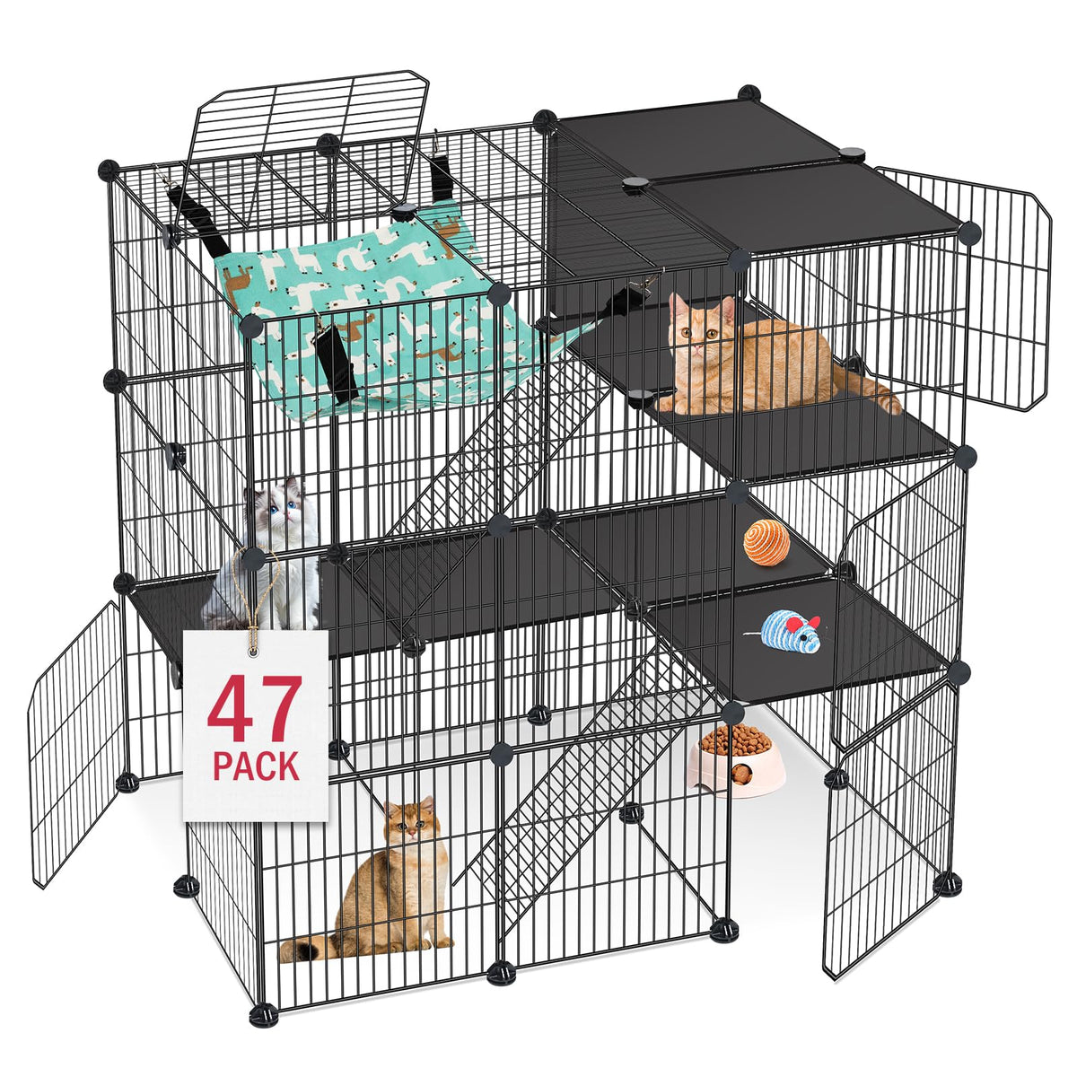 Viscoo cat cage 3-tier assembly for indoor/outdoor play