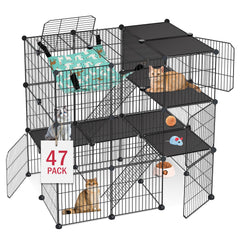 Viscoo cat cage 3-tier assembly for indoor/outdoor play