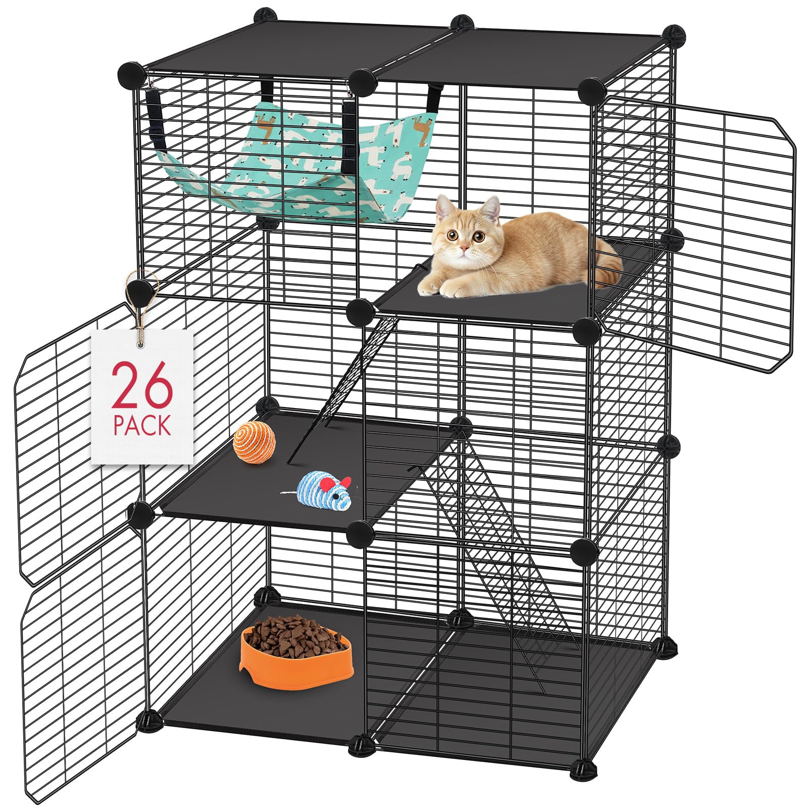 VISCOO Cat Cage 3-tier design provides roomy play for kittens.