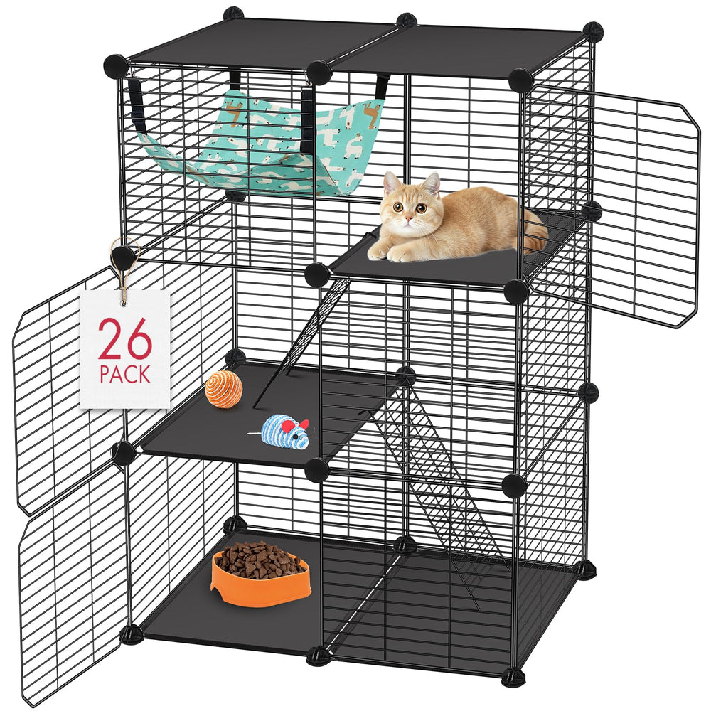 VISCOO Cat Cage 3-tier design provides roomy play for kittens.