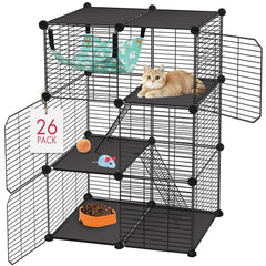 VISCOO Cat Cage 3-tier design provides roomy play for kittens.