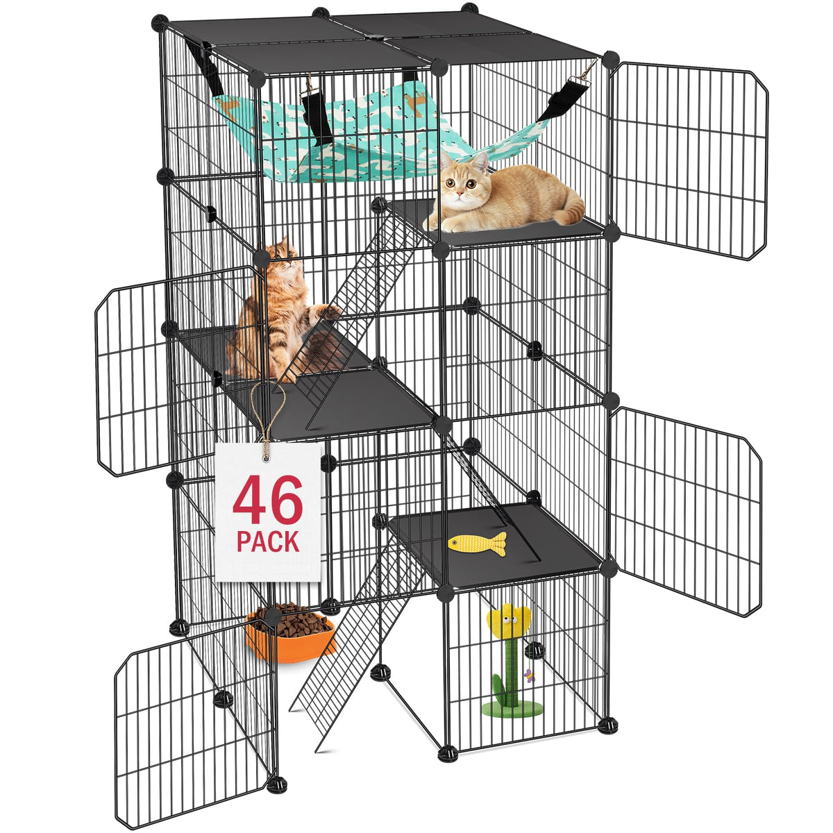 VISCOO cat cage 4-tier enclosure with ramps for safe climbing and exploration.