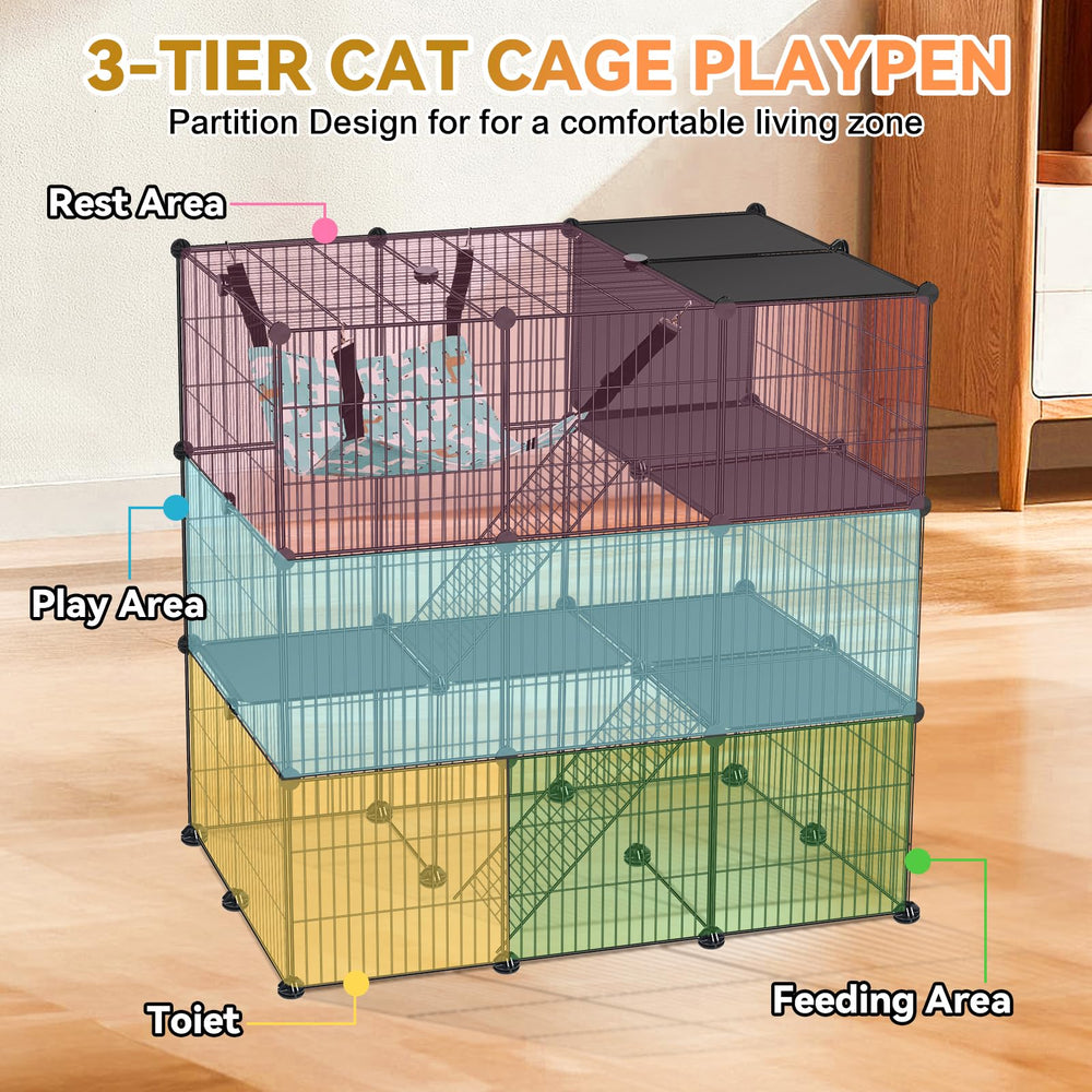Viscoo cat cage with five doors enables easy feeding and cleaning