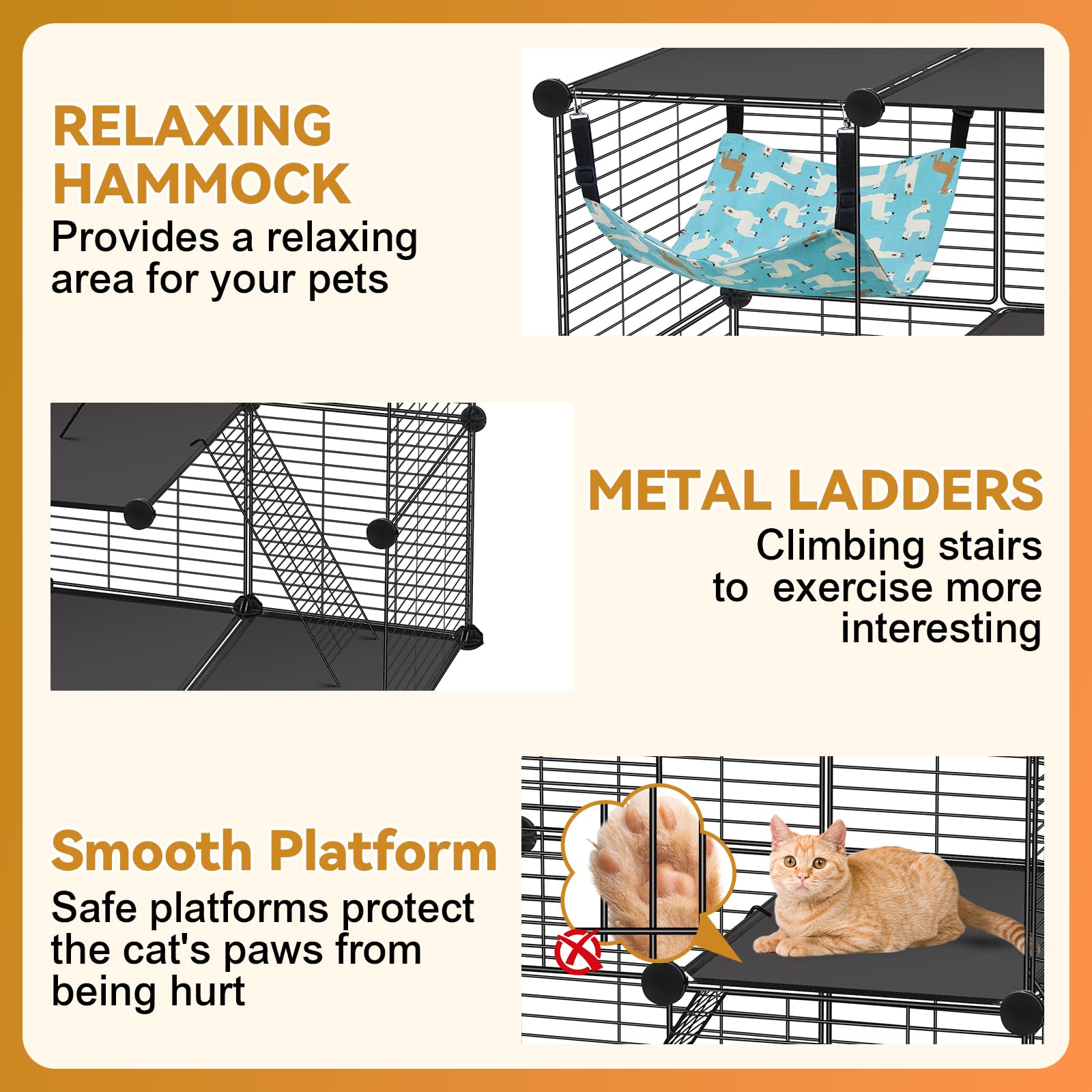 VISCOO Cat Cage anti-tipping design helps keep the enclosure stable during play.