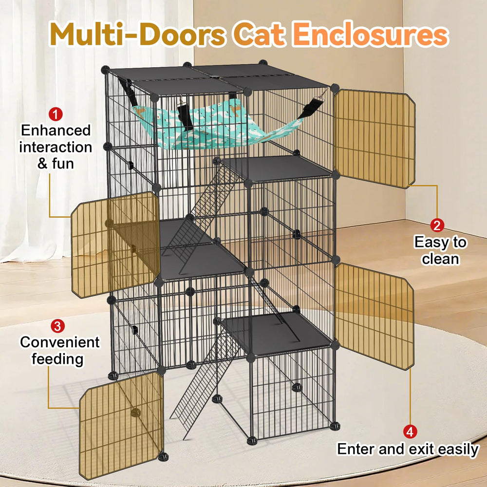 VISCOO cat cage includes a free hammock for comfortable lounging.
