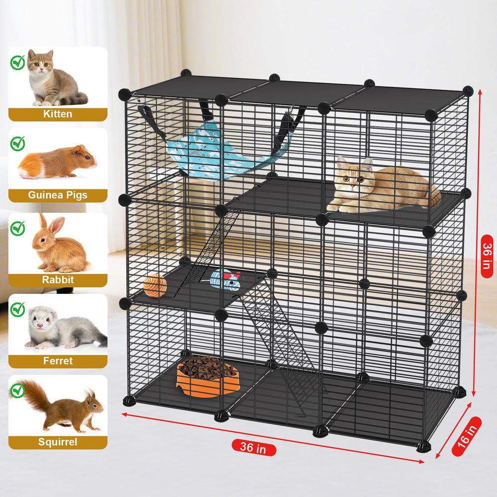 VISCOO Cat Cage hammock included provides a cozy resting spot for kittens.