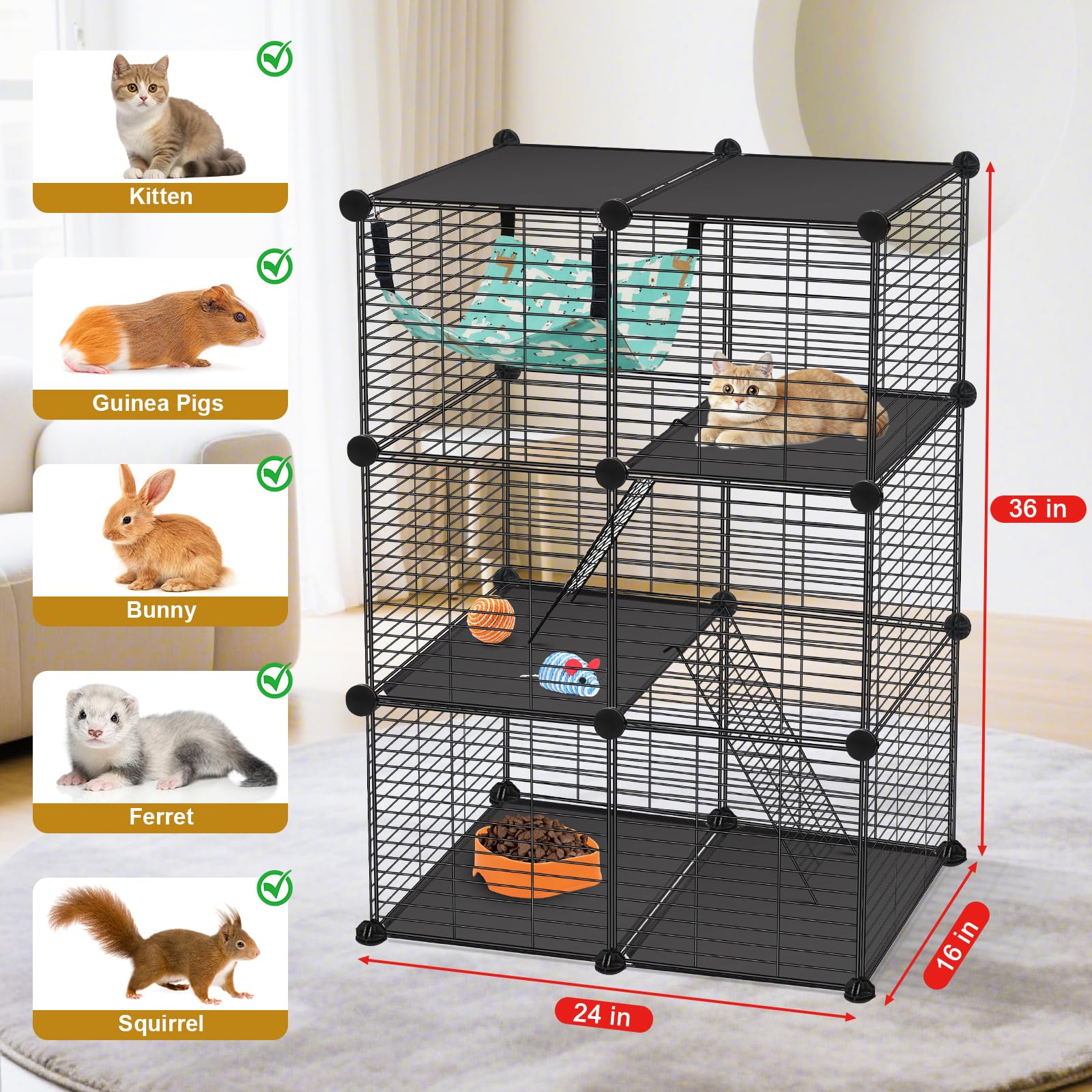 VISCOO Cat Cage with multi-door assembly for easy access.