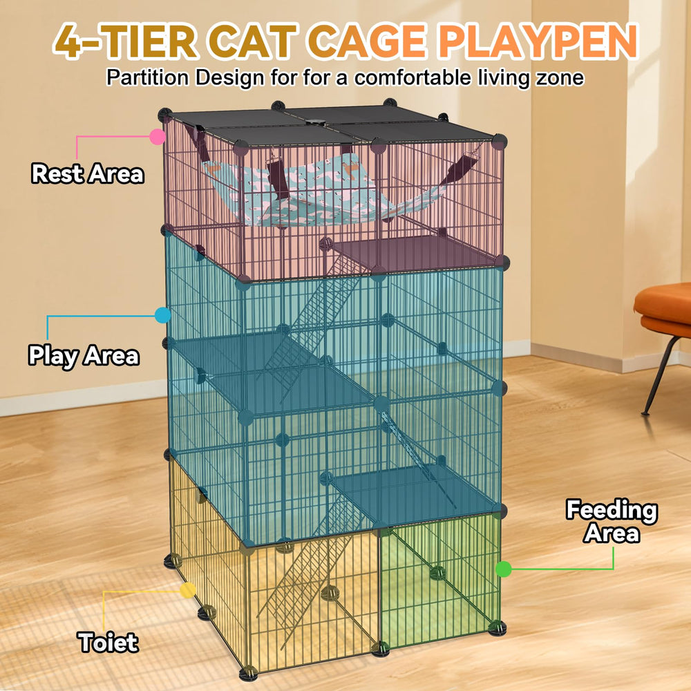 VISCOO cat cage safe platform and ramp encourage playful exploration and rest.