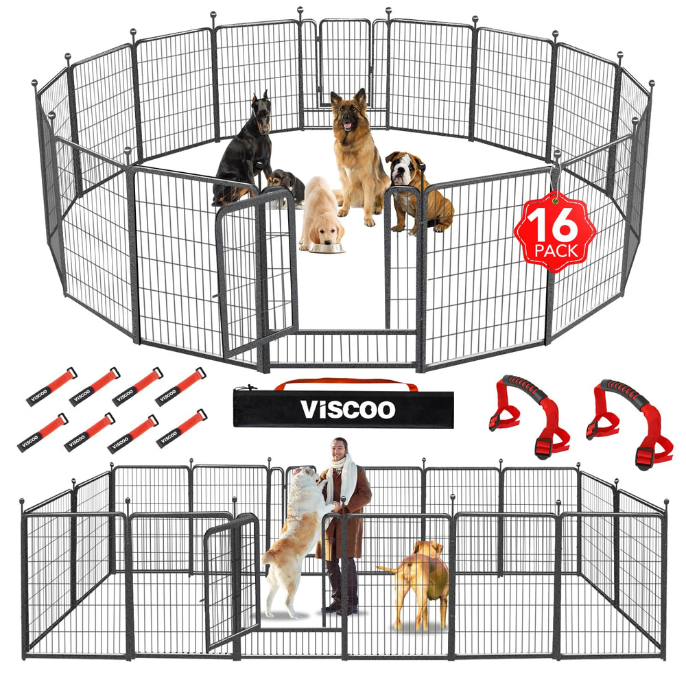 VISCOO dog playpen 16-panel setup shows versatile yard enclosure for safe play.