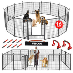 VISCOO dog playpen 16-panel setup shows versatile yard enclosure for safe play.