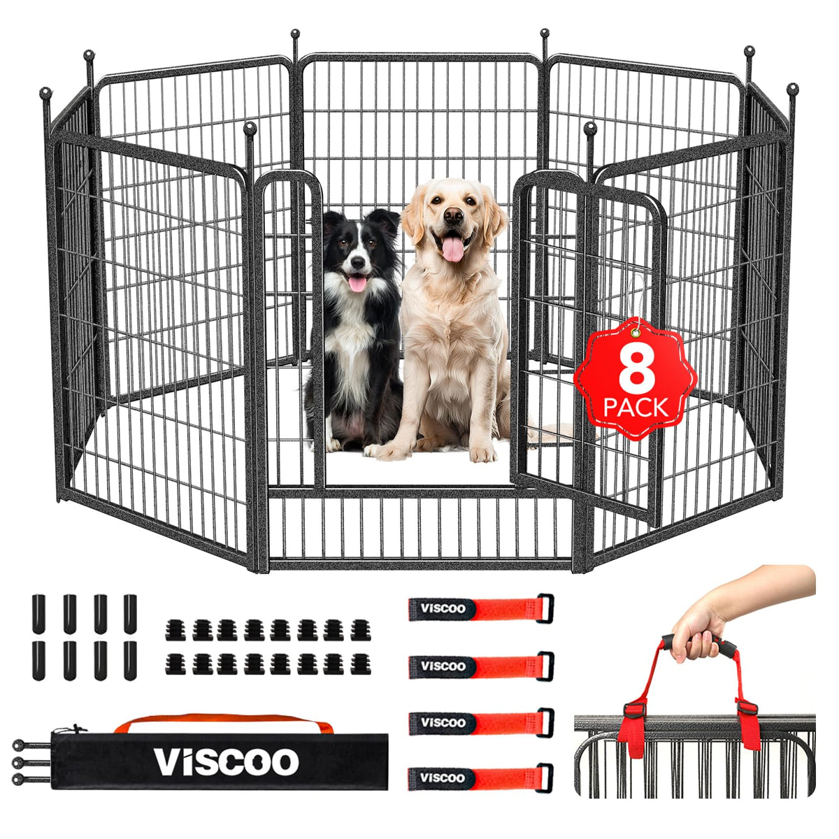 VISCOO dog playpen with eight-panel outdoor setup enhances pet safety and play space