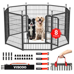 VISCOO dog playpen with eight-panel outdoor setup enhances pet safety and play space