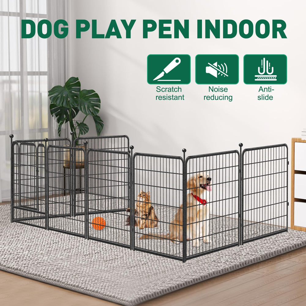 VISCOO dog playpen assembly steps show tool-free setup for stress-free assembly