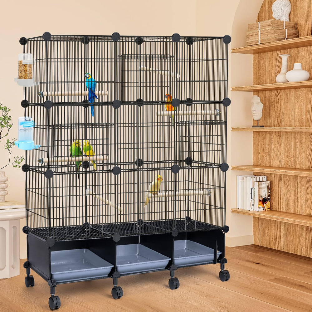 VISCOO Encrypted Bird Cage three-door design with locks for safety
