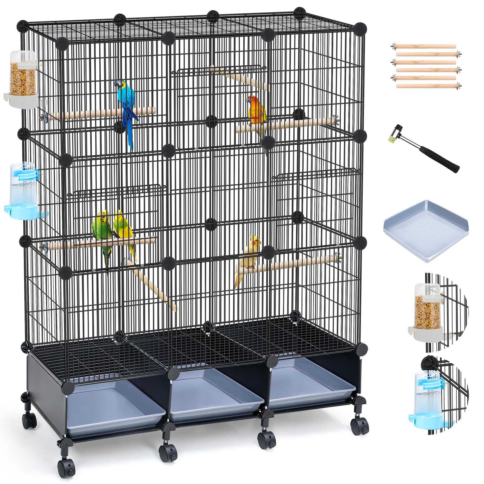 VISCOO Encrypted Bird Cage full view showing spacious living for small to mid-size birds
