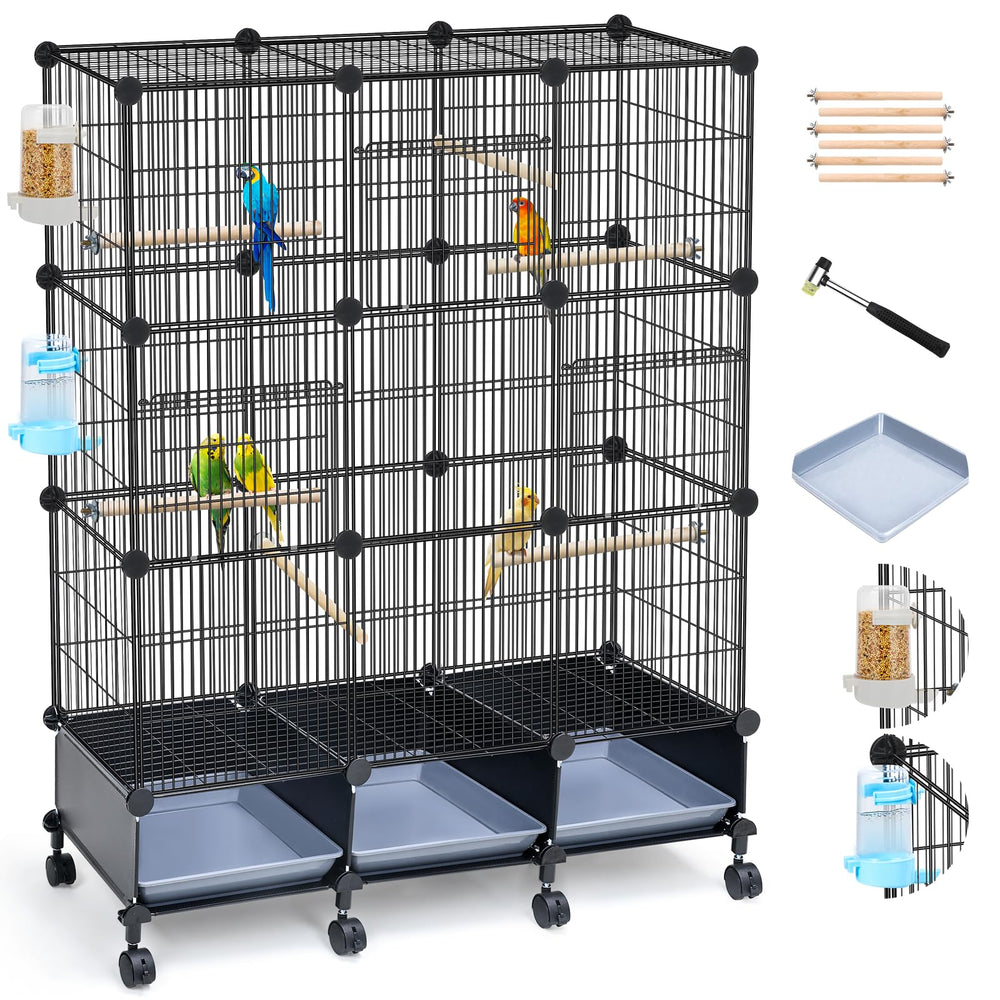 VISCOO Encrypted Bird Cage full view showing spacious living for small to mid-size birds