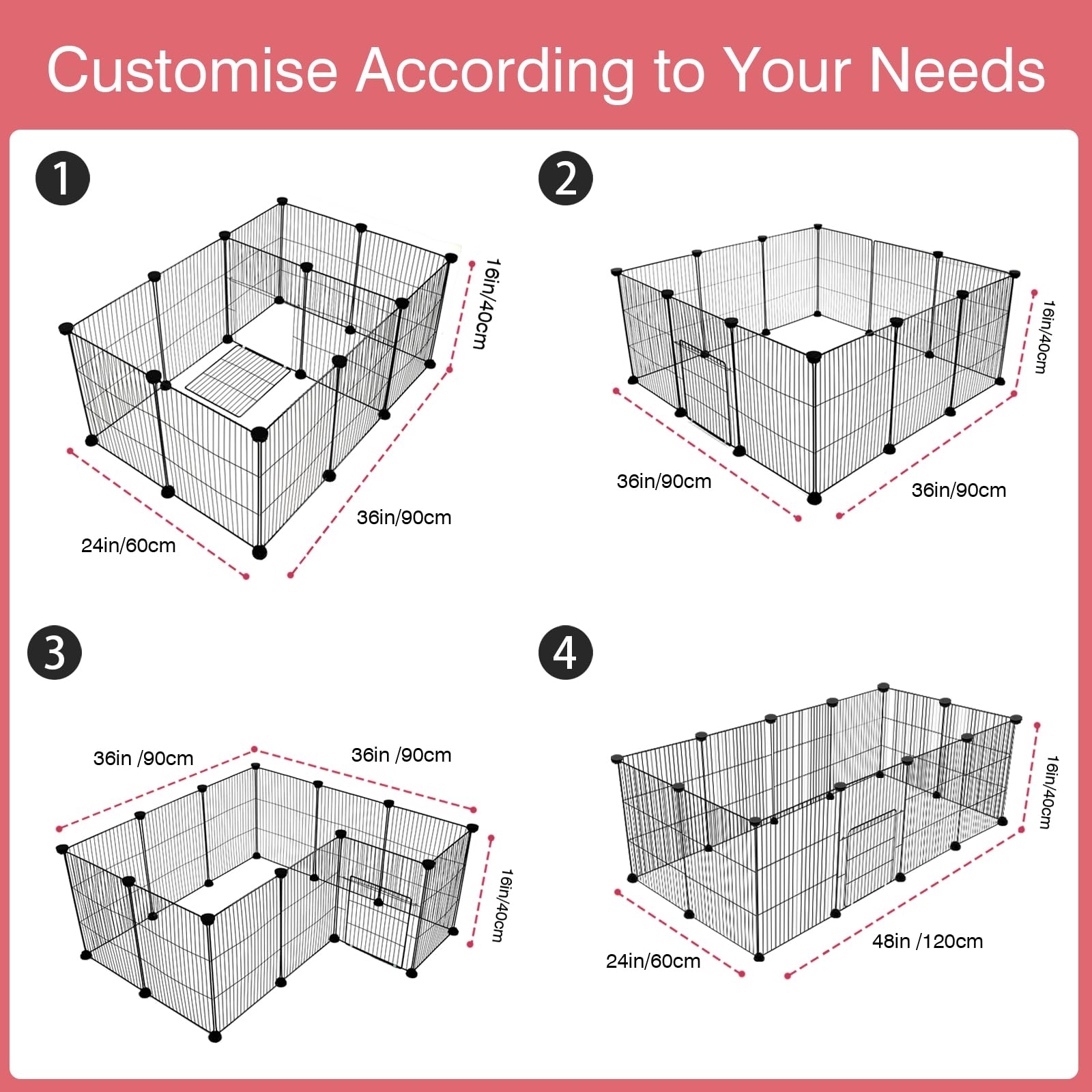 VISCOO 48x24x16 inch layout fits compact spaces and expands as needed.