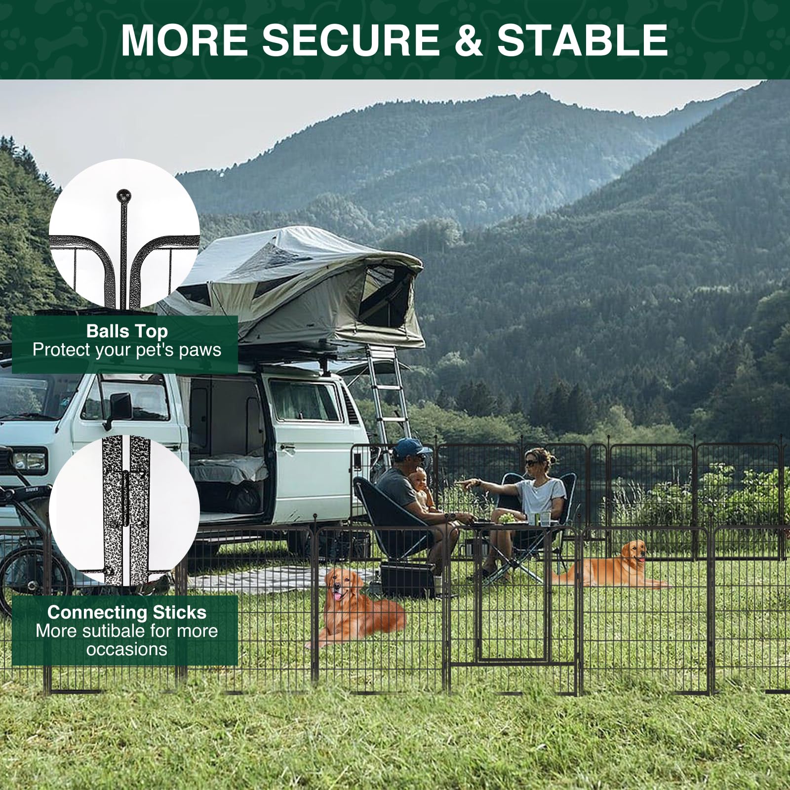 VISCOO portable dog fence ideal for camping and travel.
