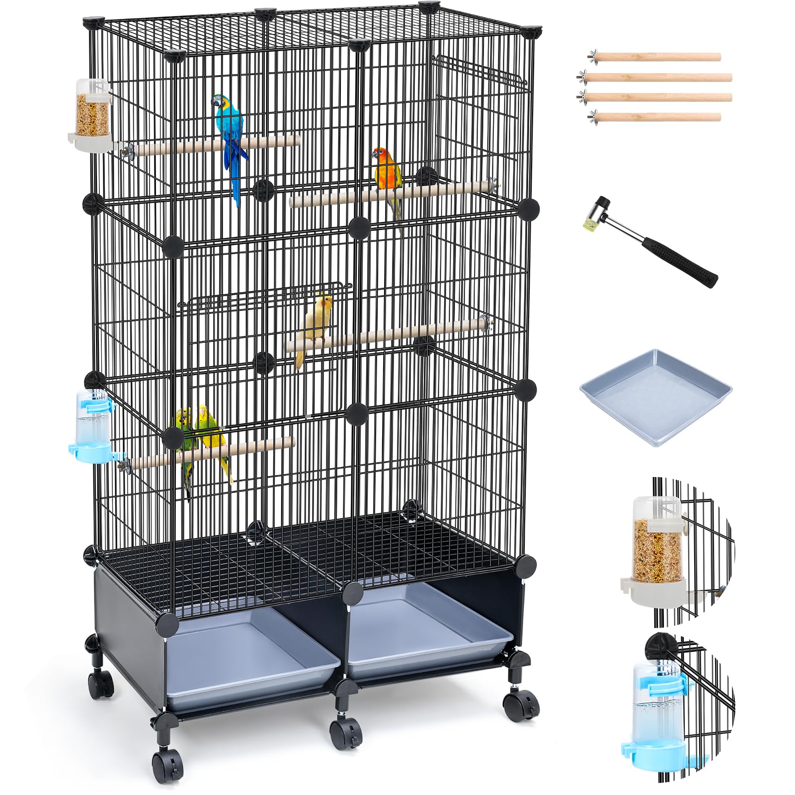 VISCOO 46 inch cage exterior view shows sturdy powder coated frame for lasting use