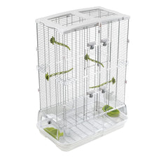 Vision M02 wire bird cage with debris guard keeps mess inside the cage.