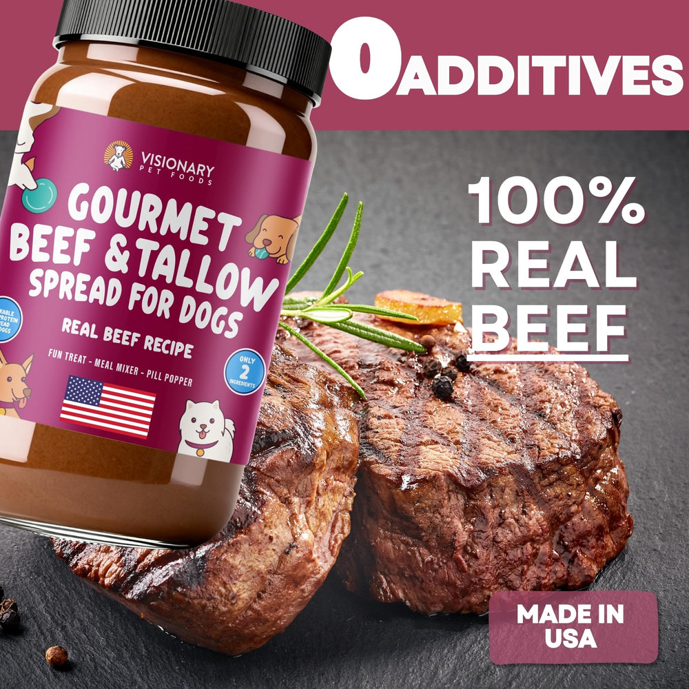 Low-carb Visionary Meat Spread supports weight-conscious feeding for dogs.