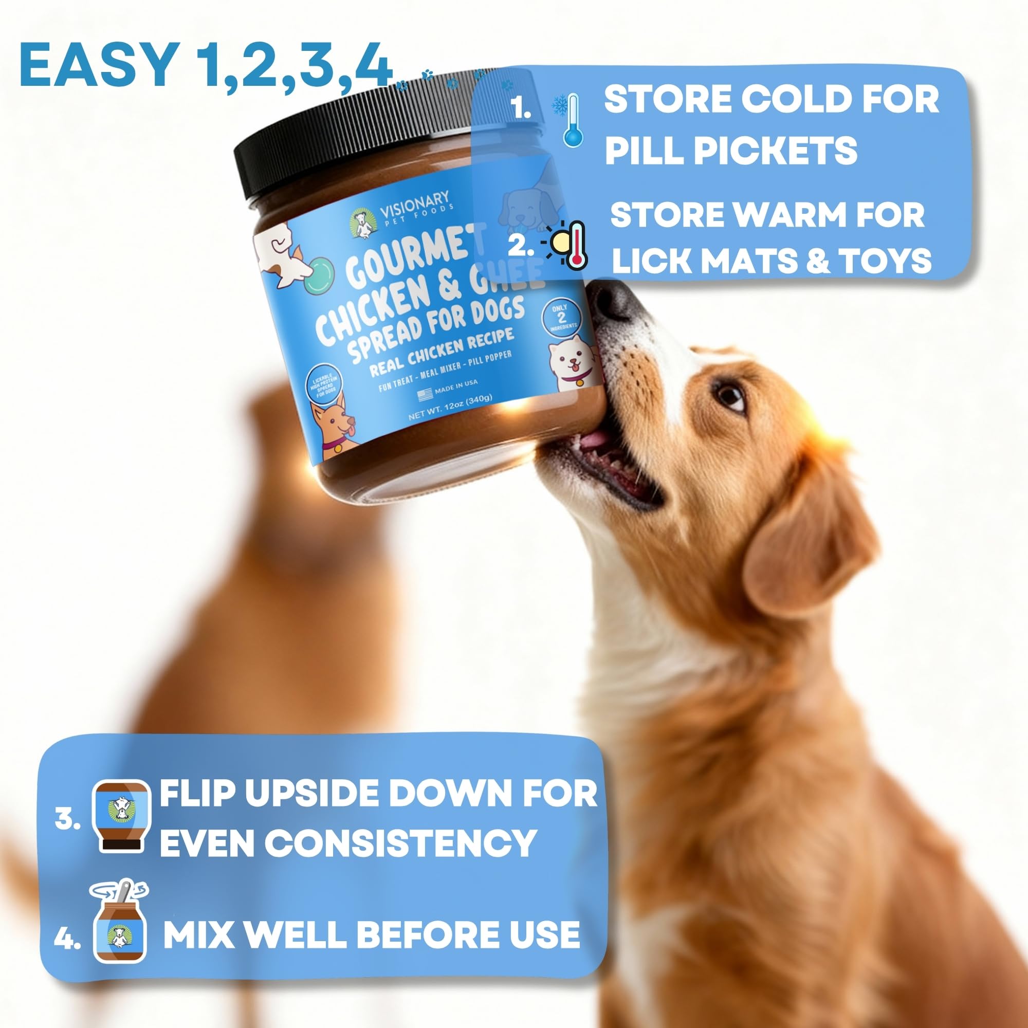 Visionary Pet Foods Chicken Meat Spread is a low-carb, sugar-free snack.