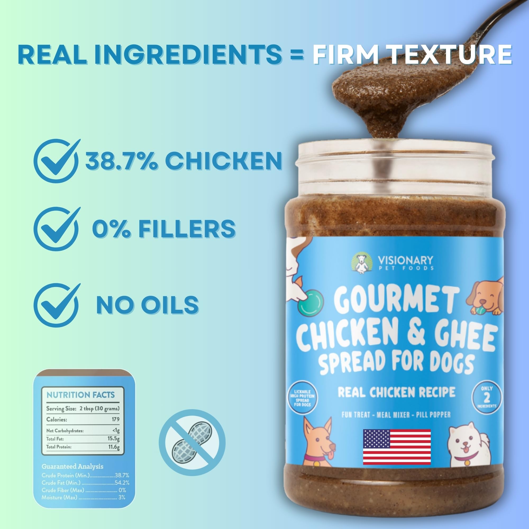 Visionary Pet Foods Chicken Meat Spread USA-crafted for quality and care.
