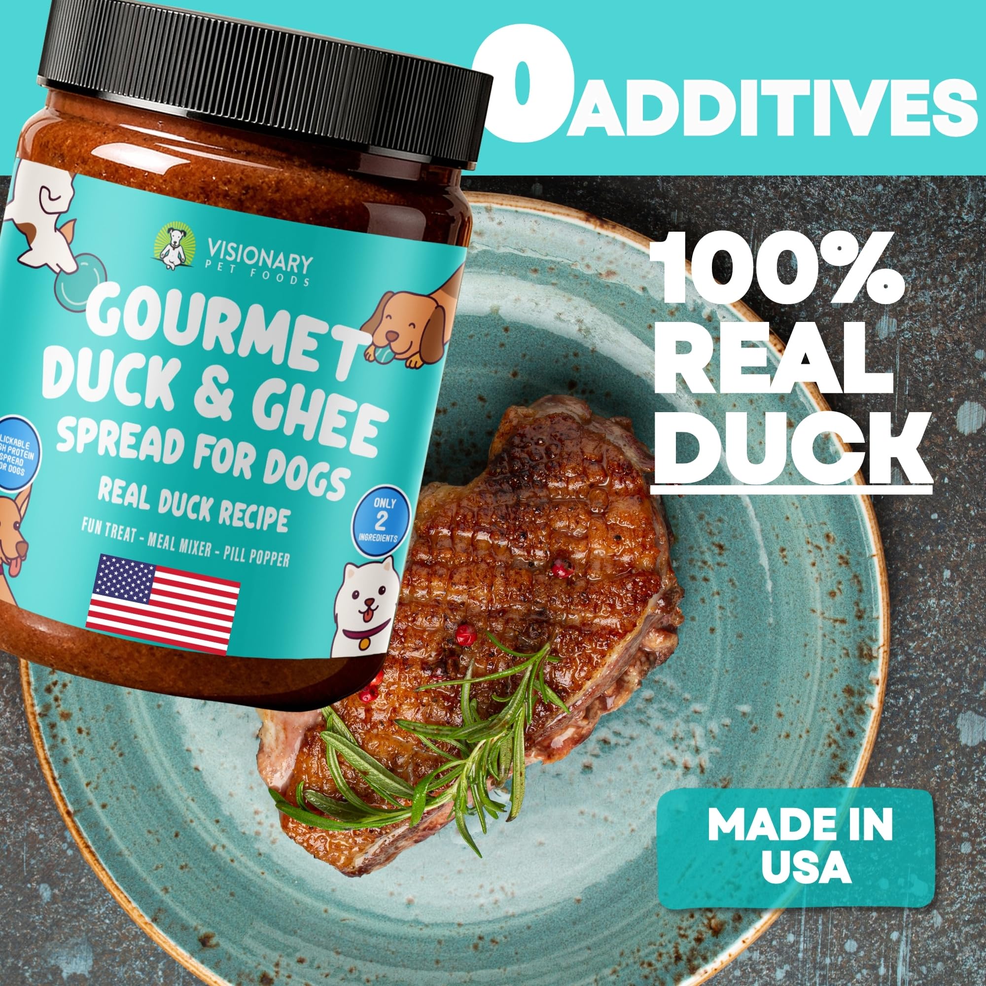Chew toy filled with Visionary Pet Foods Duck Meat Spread for extended play.