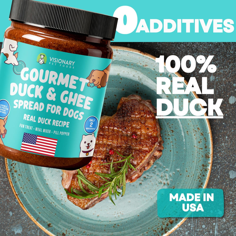 Chew toy filled with Visionary Pet Foods Duck Meat Spread for extended play.