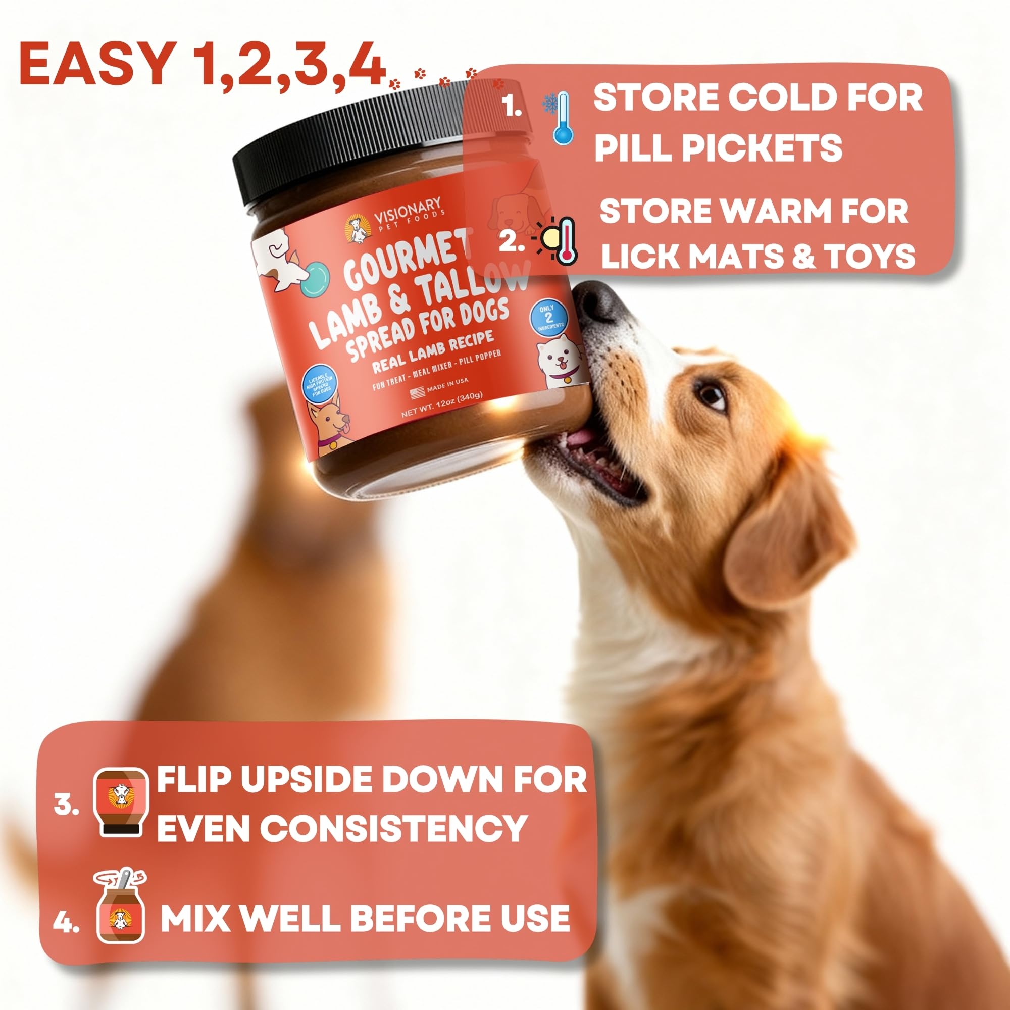 Close-up ingredients of Visionary Pet Foods Lamb Tallow Meat Spread