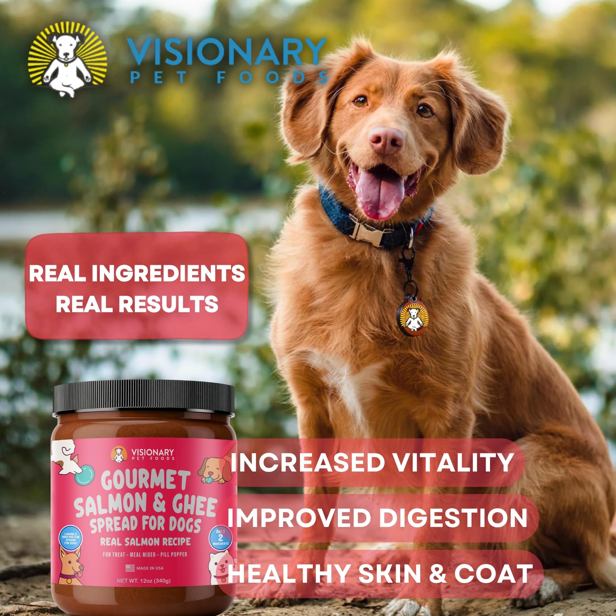 Visionary Pet Foods Salmon Meat Spread filling a pill pocket for easy dosing.