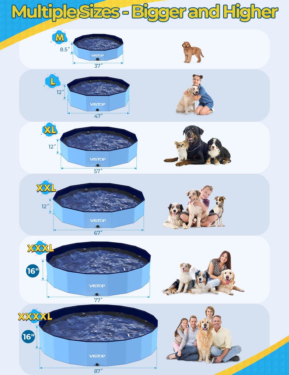 VISTOP Jumbo Foldable Dog Pool drain-valve facilitates easy cleanup after use.