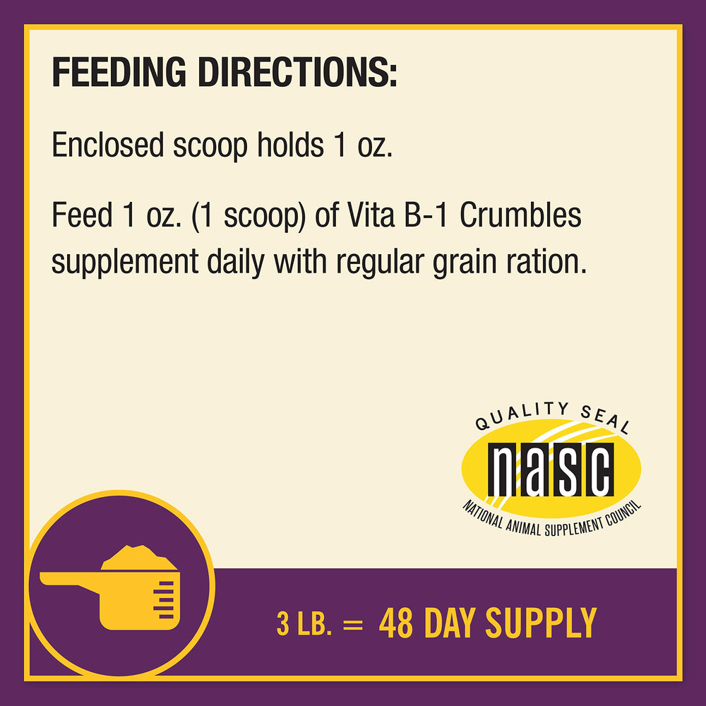 Each serving provides 500 mg vitamin B-1 for metabolic support