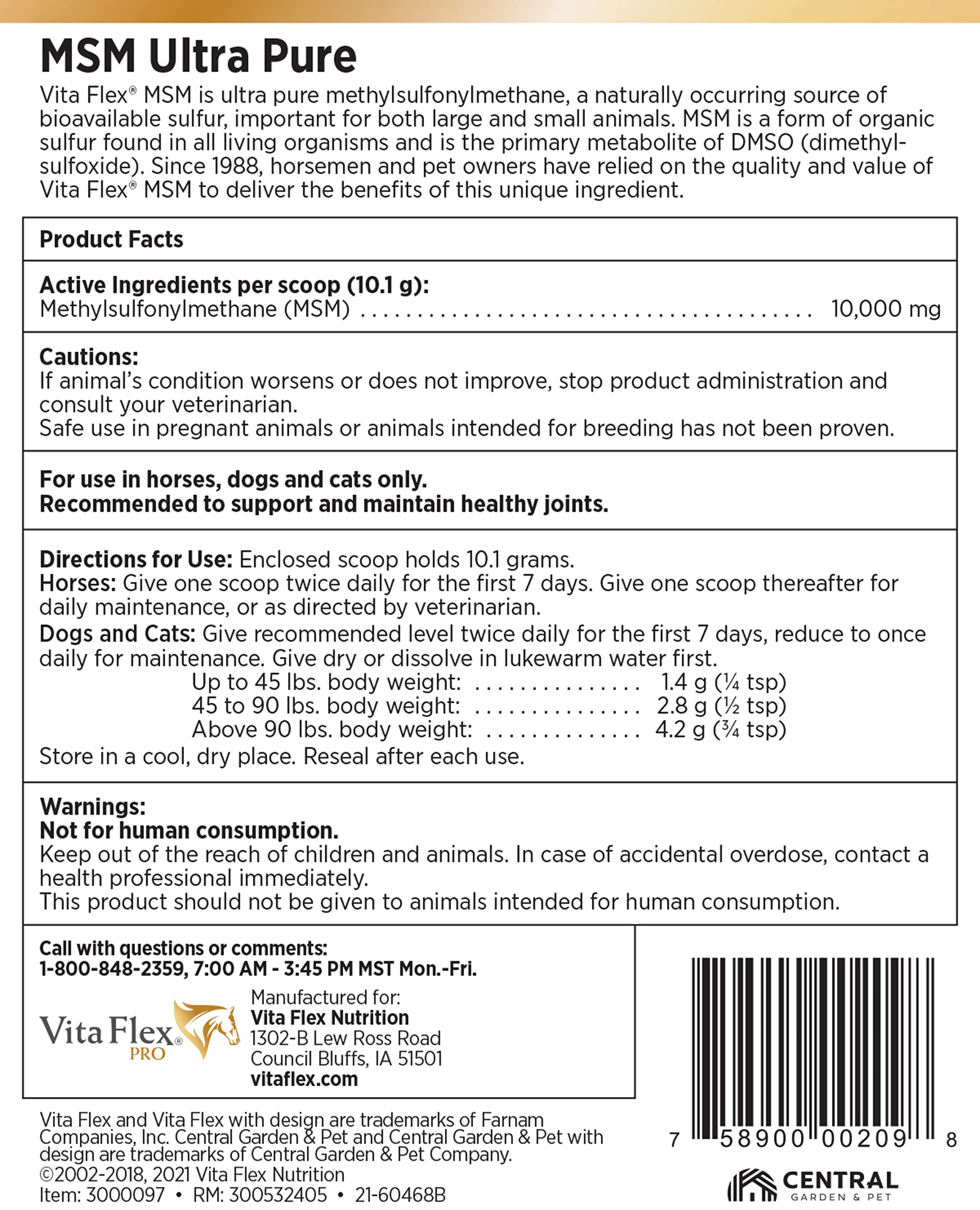 Vita Flex MSM Ultra Pure Joint Powder is odorless and easy to dose.