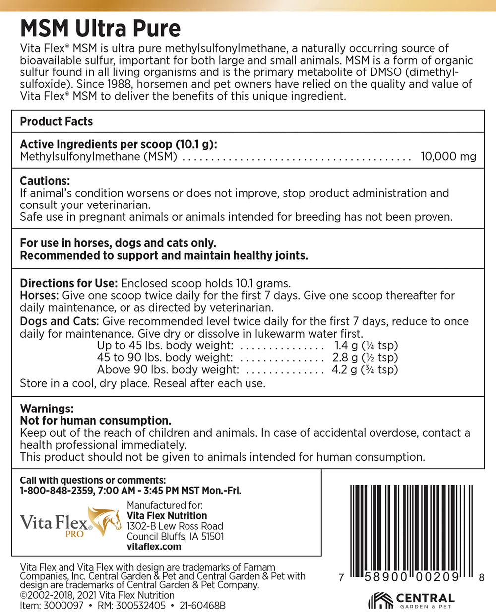 Vita Flex MSM Ultra Pure Joint Powder is odorless and easy to dose.