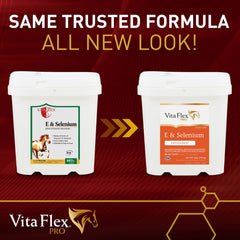 Vita Flex Pro E & Selenium powder-dispense simplifies daily feeding for horses.