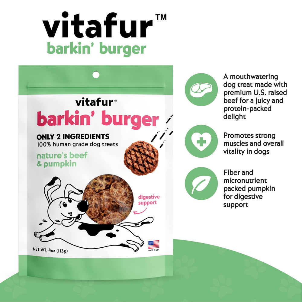 Vitafur Barkin Burger made-in-usa-label highlights domestic sourcing and quality.