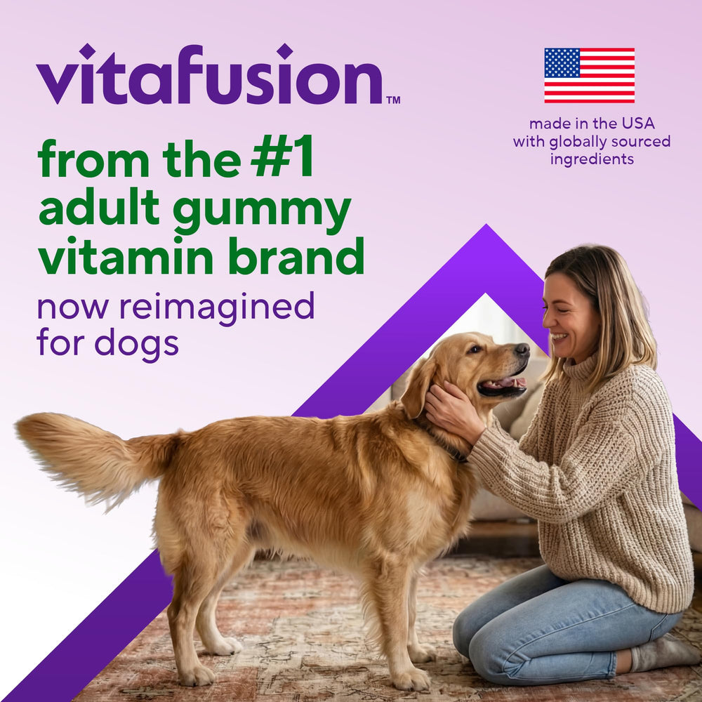 Close-up of VitaFusion dog chews opening a pack for daily wellness.