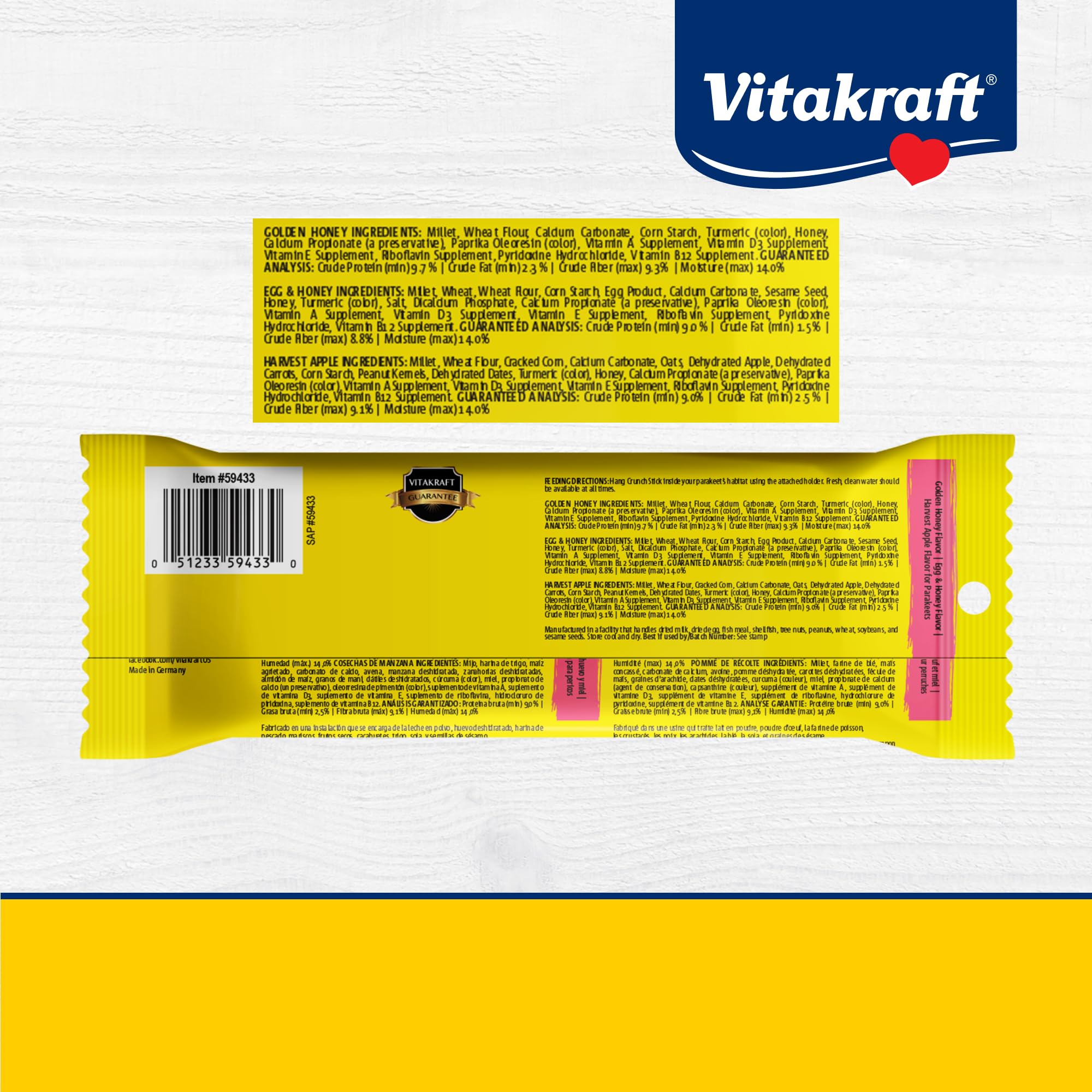 Vitakraft Crunch Sticks in cage clip for mess-free feeding