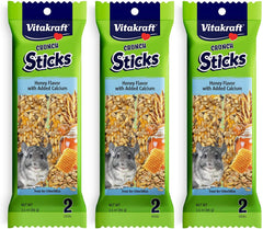 Vitakraft honey-flavor crunch sticks pack front with four flavors for variety and engagement
