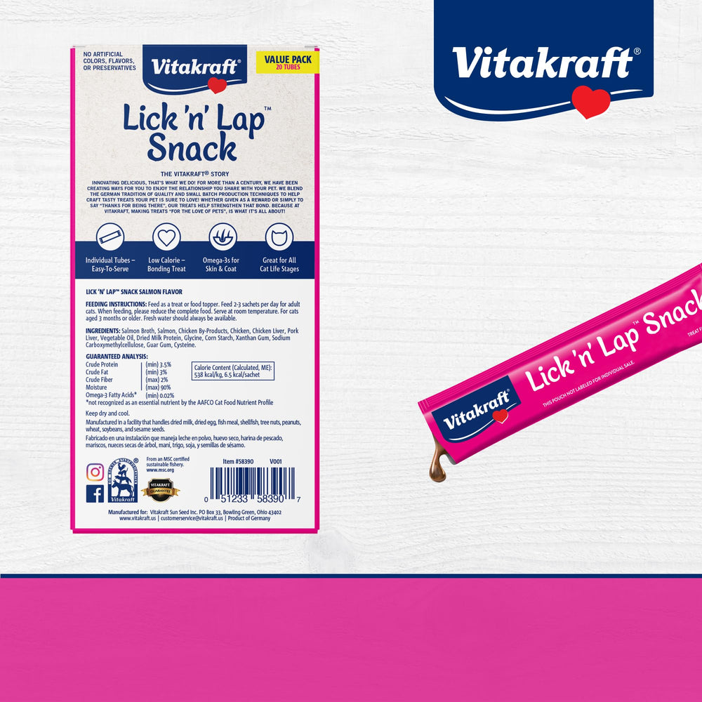 Vitakraft Lick 'N' Lap cat enjoying a tasty treat and hydration boost.
