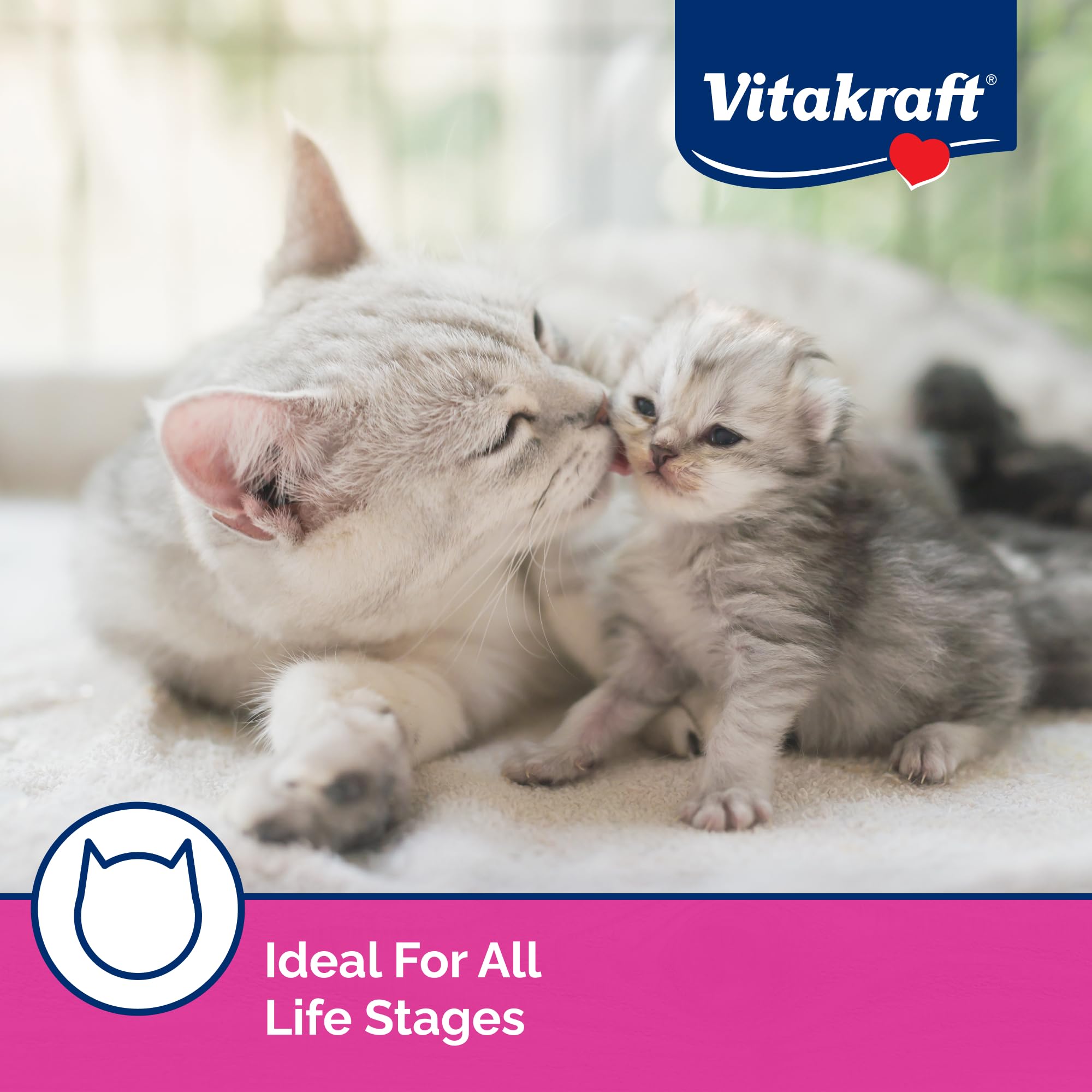 Vitakraft Lick 'N' Lap European-crafted treats reflecting quality and care.