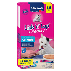 Vitakraft Lick 'N' Lap tube closeup, convenient single-serve portions for fresh, mess-free treats.