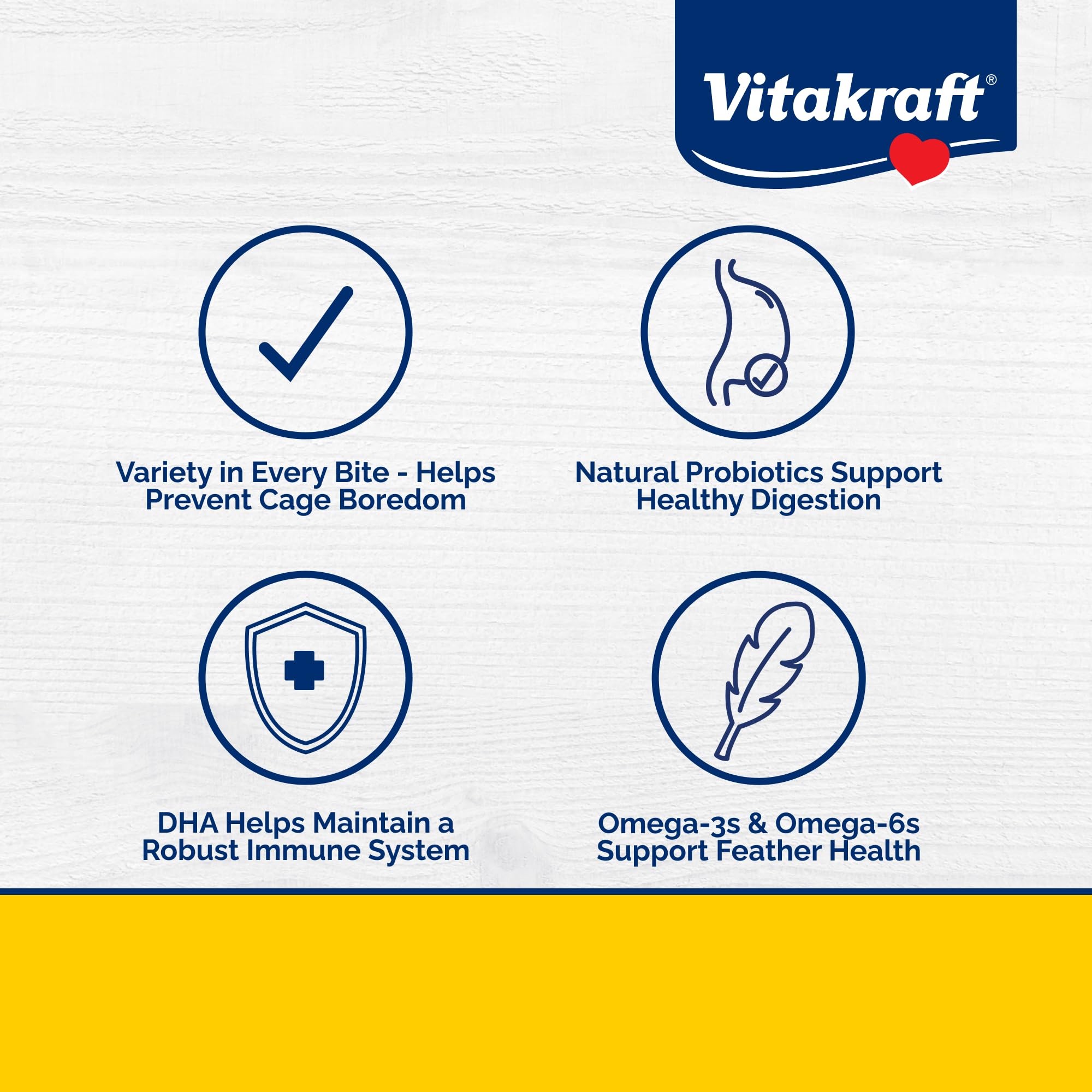 Vitakraft Menu Parrot Food meal serving scene with varied textures