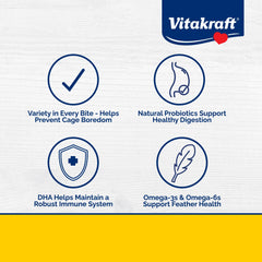 Vitakraft Menu Parrot Food meal serving scene with varied textures