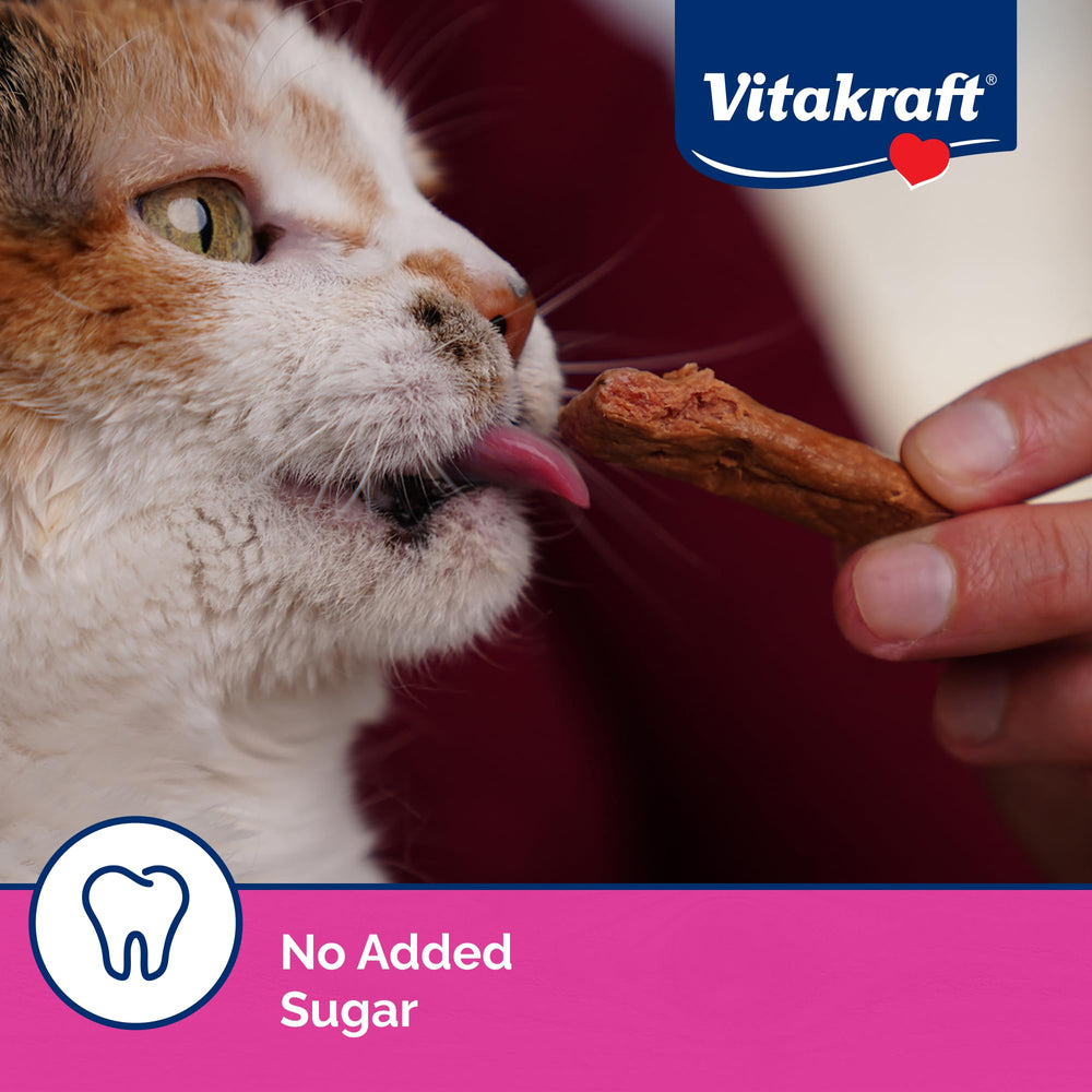 Vitakraft PurrSticks taurine enrichment visual with nutritious snack idea