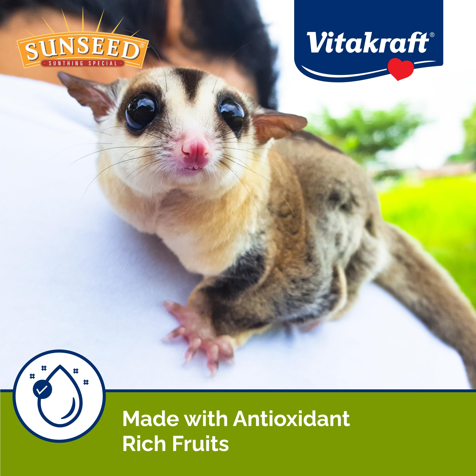 Vitakraft Sunseed Vita Prima no artificial colors or preservatives panel.