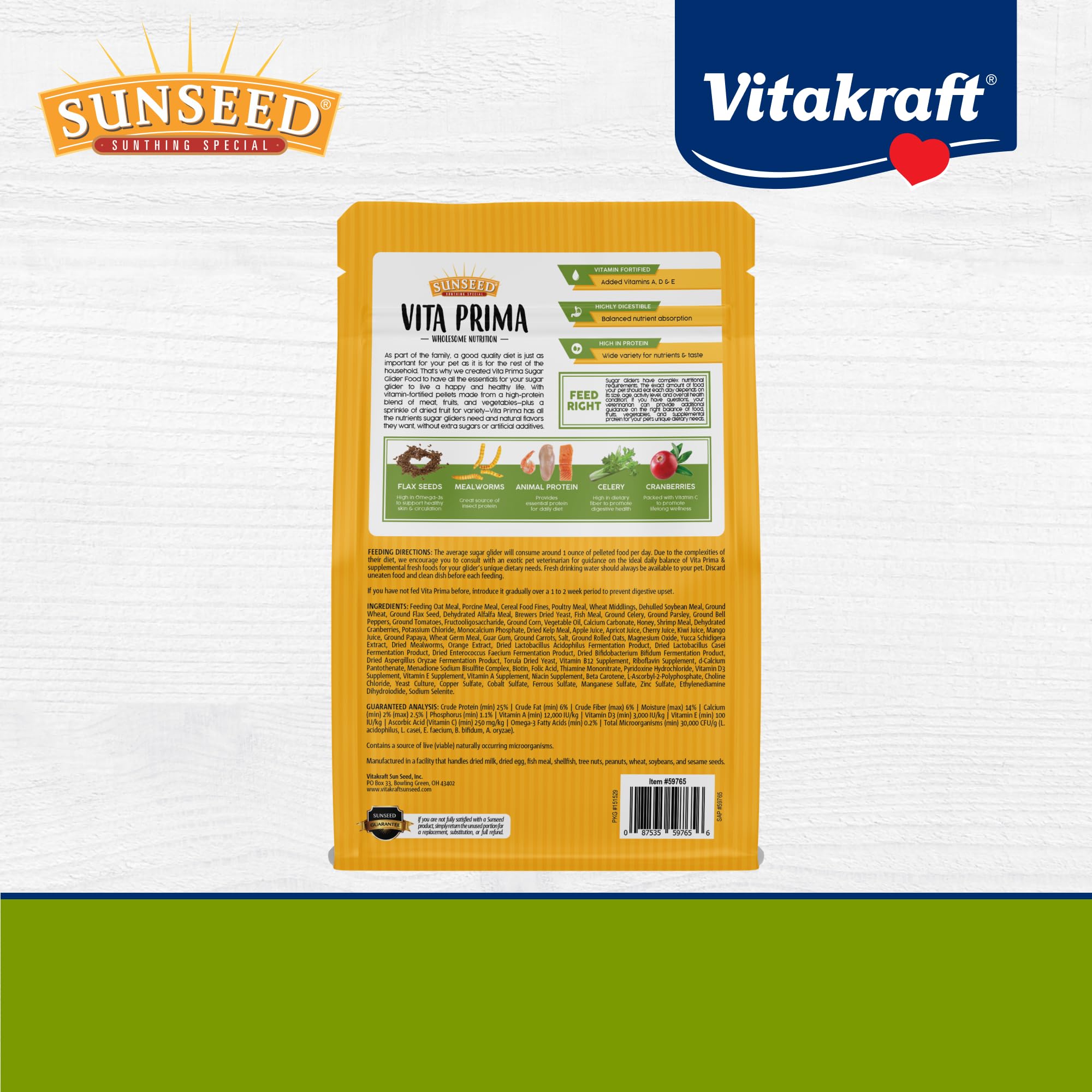 Vitakraft Sunseed Vita Prima fruit blend close-up with cranberry and mango.