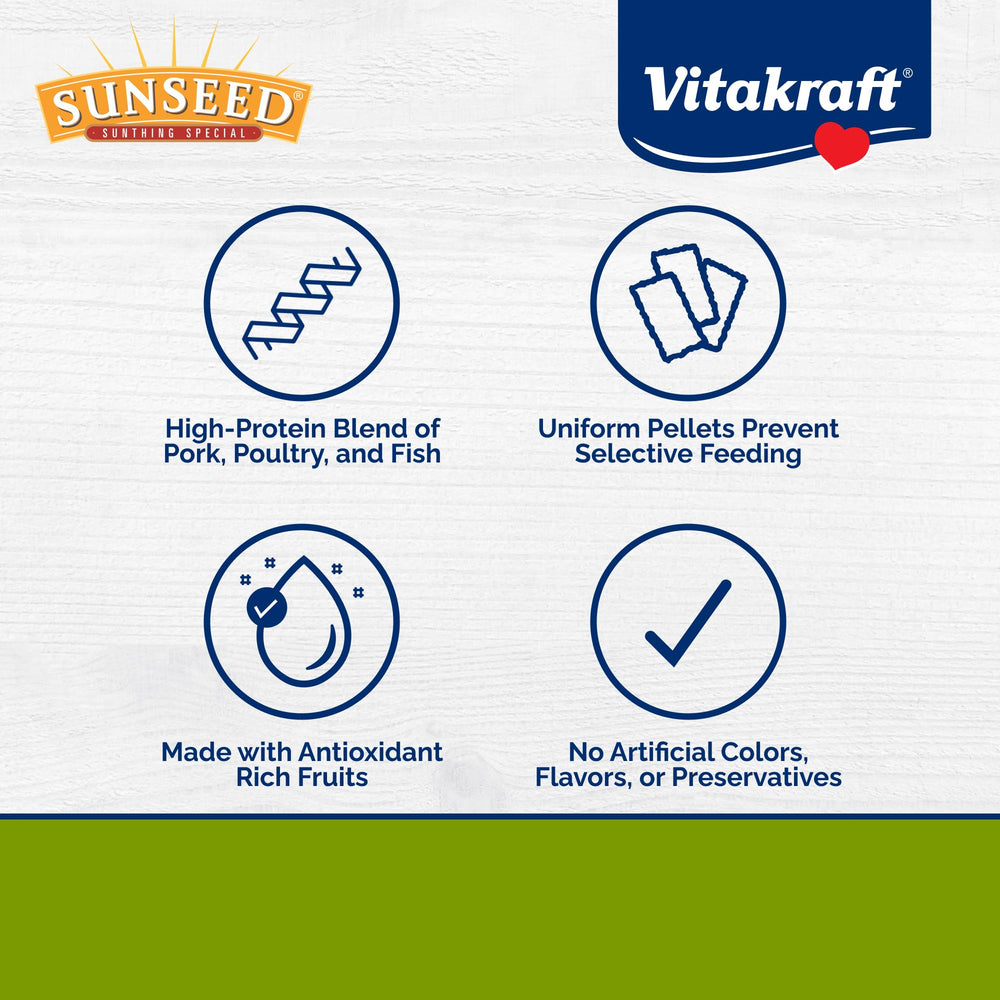 Close-up of Vitakraft Vita Prima uniform pellets highlighting steady nutrition.