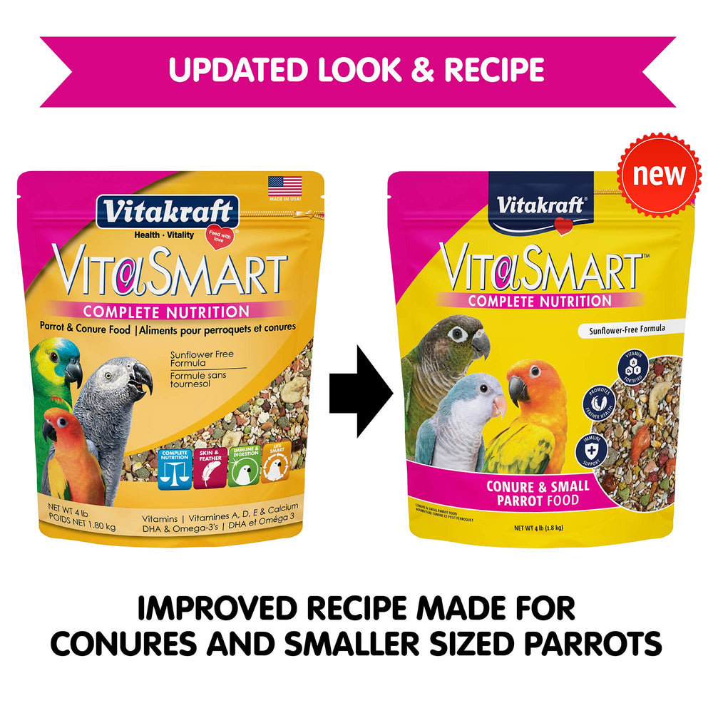 Vitakraft VitaSmart fortified blend close-up shows vitamins and minerals for daily energy.